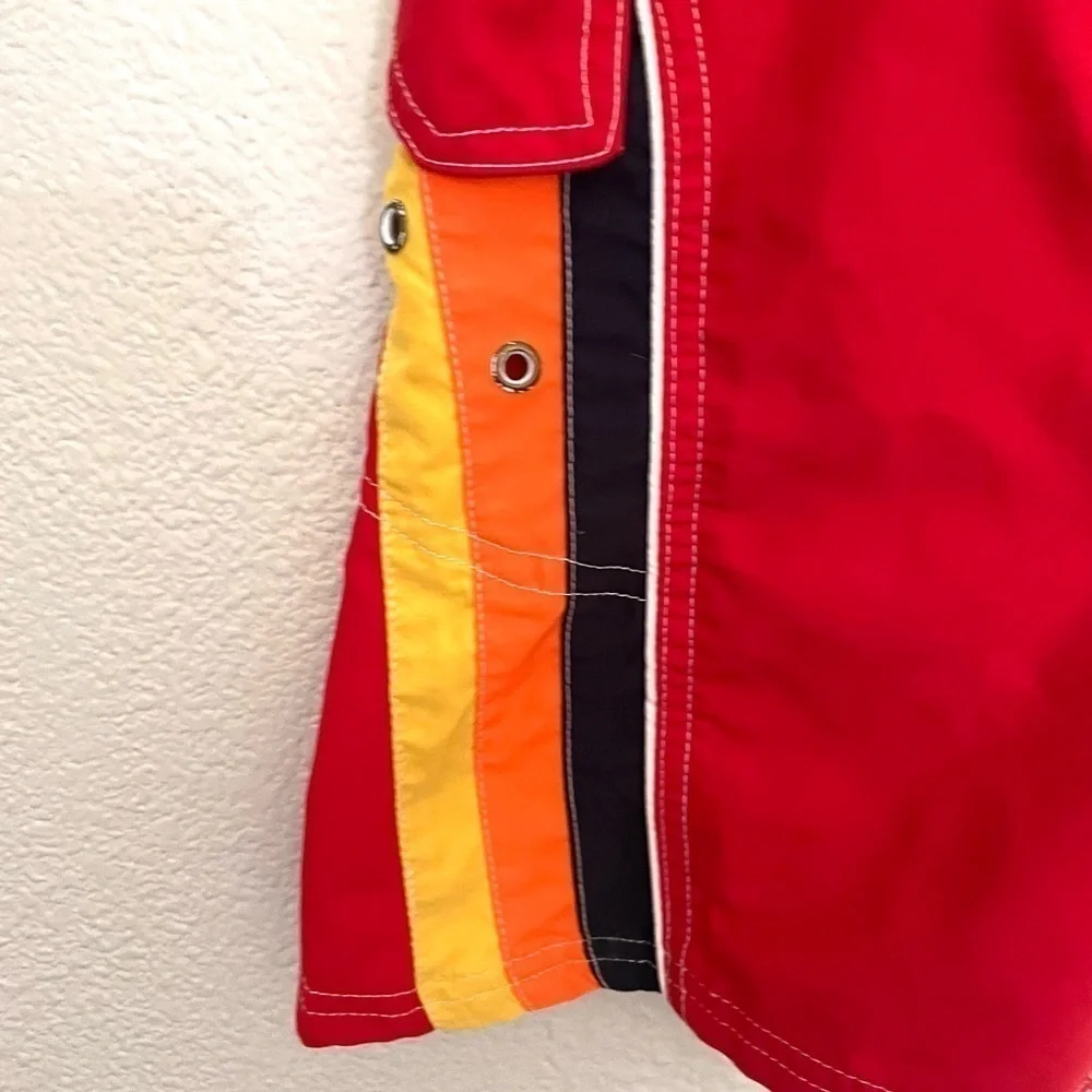 PIPELINE boys retro striped red swim trunks size 7